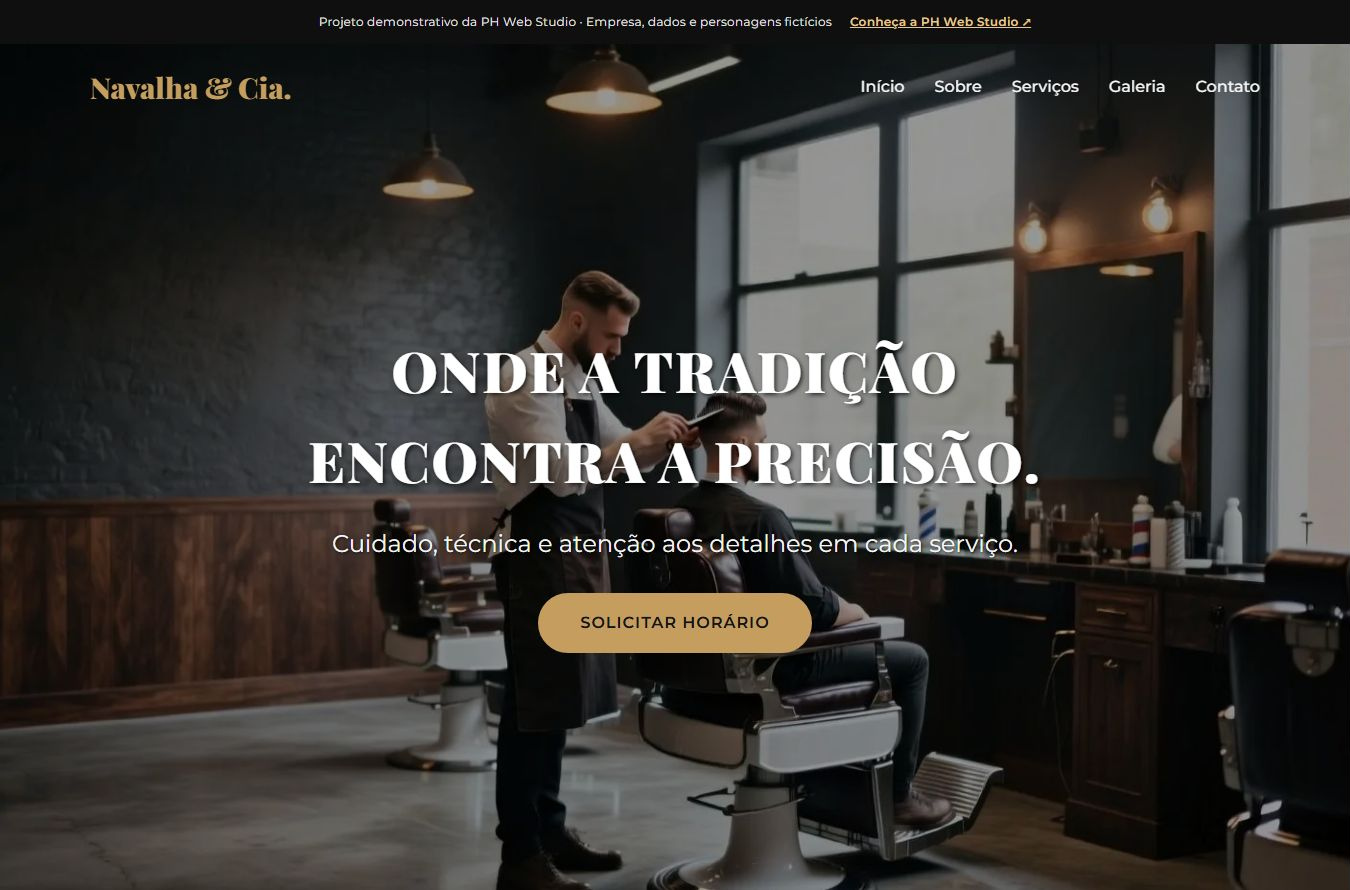 Captura do projeto demonstrativo da Barbearia Navalha & Cia.