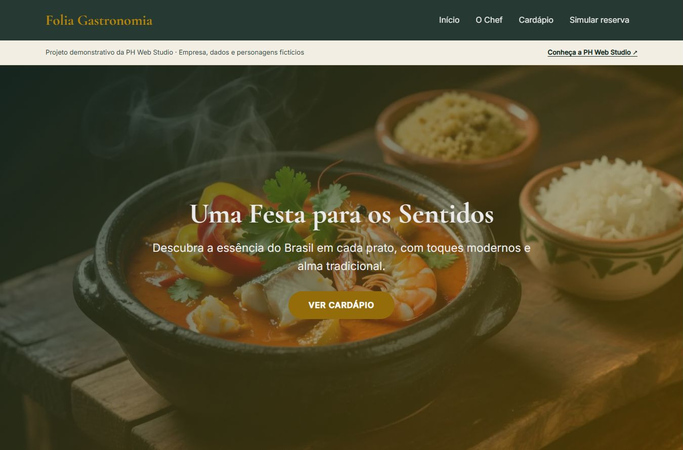 Captura do projeto demonstrativo do Restaurante Folia Gastronomia