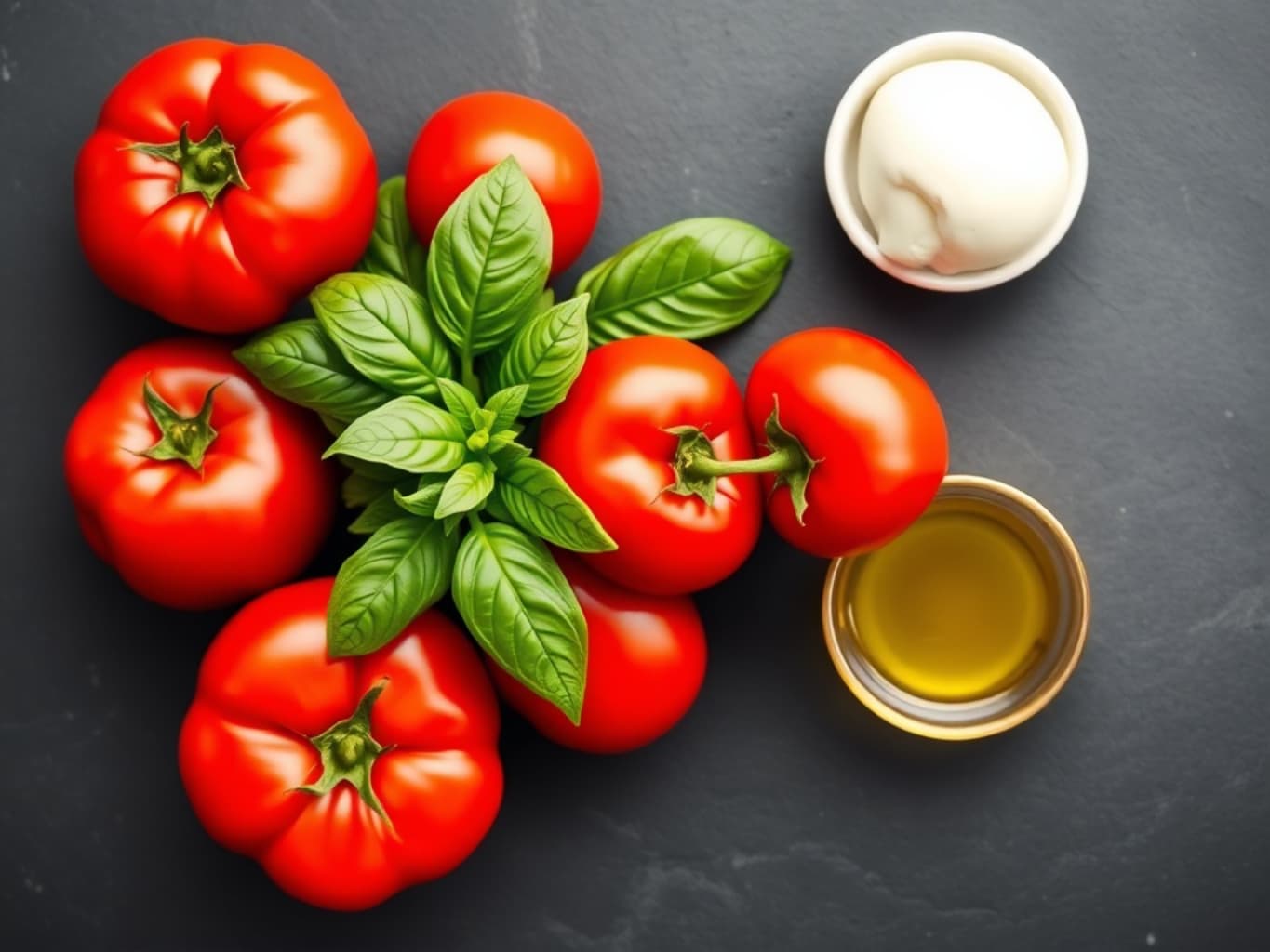 Ingredientes frescos para as pizzas